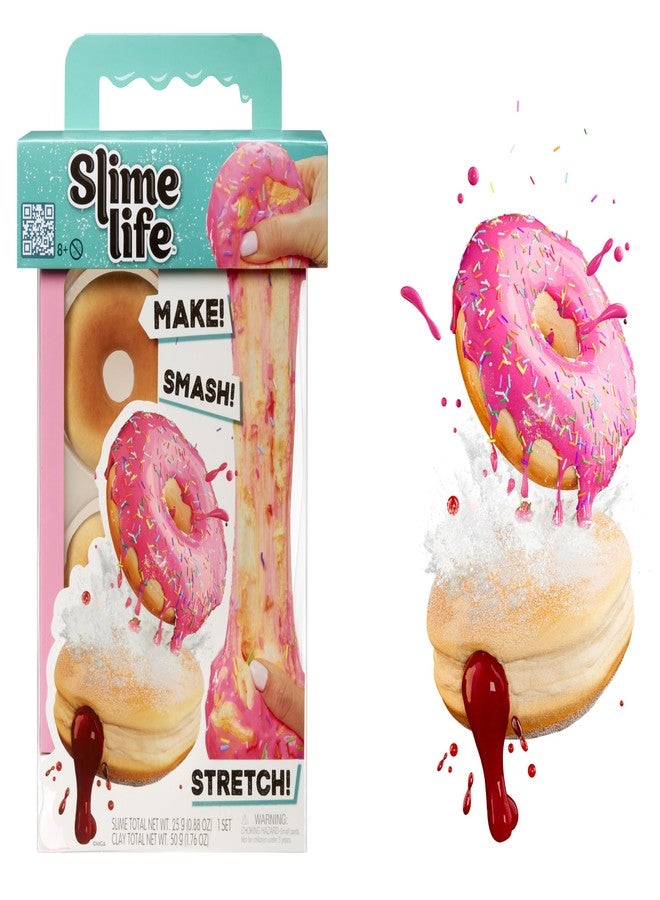 Slime Life Pink Icing Round & Jelly Filled Donuts DIY Slime Kit - Unboxing Ingredients to Make, Smash, and Stretch Your Food Slime, Ages 8+ - Image 1